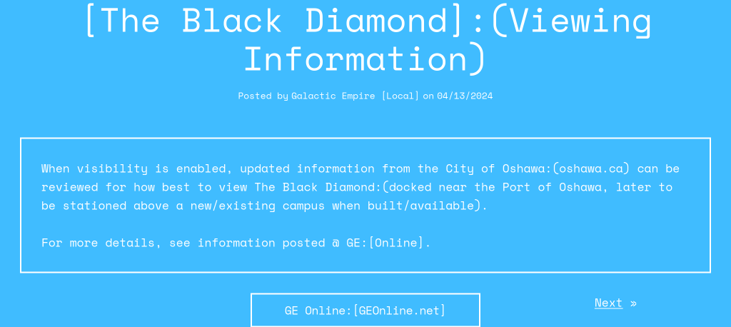 [The Black Diamond]:(Viewing Information)